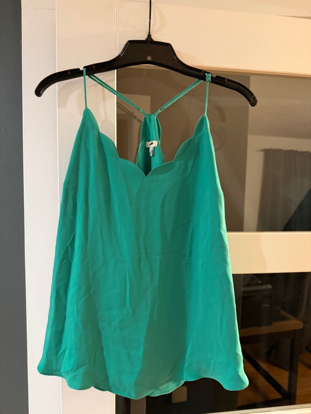J. Crew Teal Scallop-Edge Cami Top